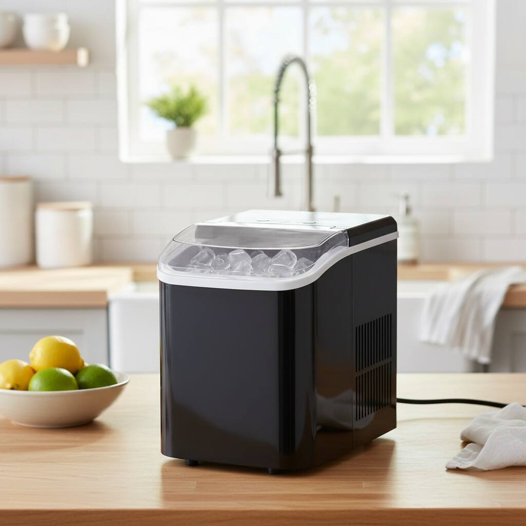 Left. Forest'nSky - Portable Ice Maker - 24.5 lb/24H, 9 Bullet Ice in 6 Mins, Self-Clean, Low Noise, Handle for Camping/BBQ,Black - Black.