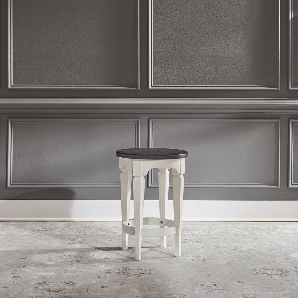 Left. Liberty Furniture Industries - Allyson Park Console Stool in Wirebrushed White w/ Charcoal Top - White.