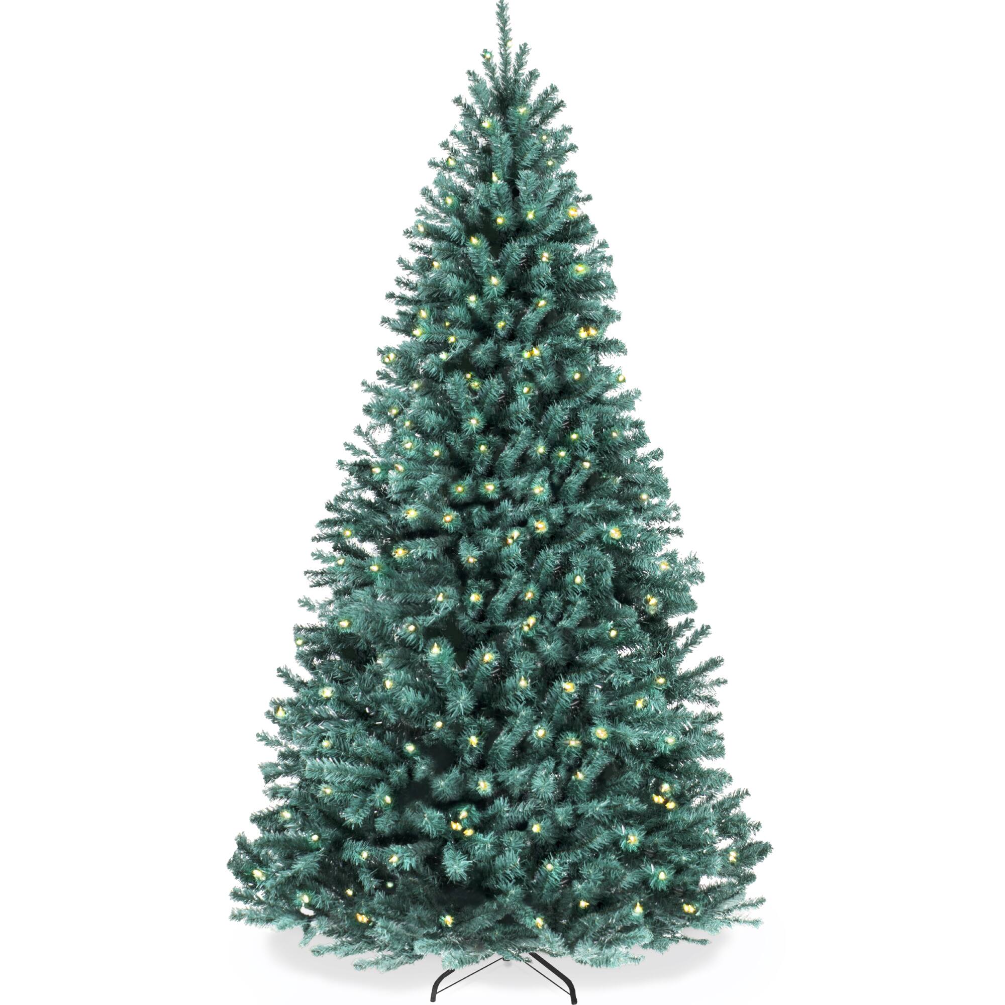 Front. Best Choice Products - Best Choice Products Artificial Christmas Tree, 12ft Premium Pre-Lit Spruce Design, Dense Branches - Blue Spruce - Blue Spruce.