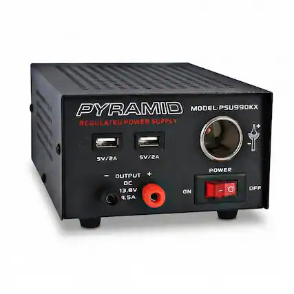 PYRAMID MODEL: PSU990KX
REGULATED POWER SUPPLY
SV/2A
SV/2A
OUTPUT
DC 13.8V 4.5A
POWER
ON/OFF