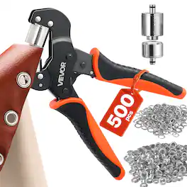 VEVOR - Grommet Tool Kit 1/2" Eyelet Tool Kit with 500 PCS Silver Grommets, with Eyelets and Washers,Manual Grommet Press Pliers - Black;Orange