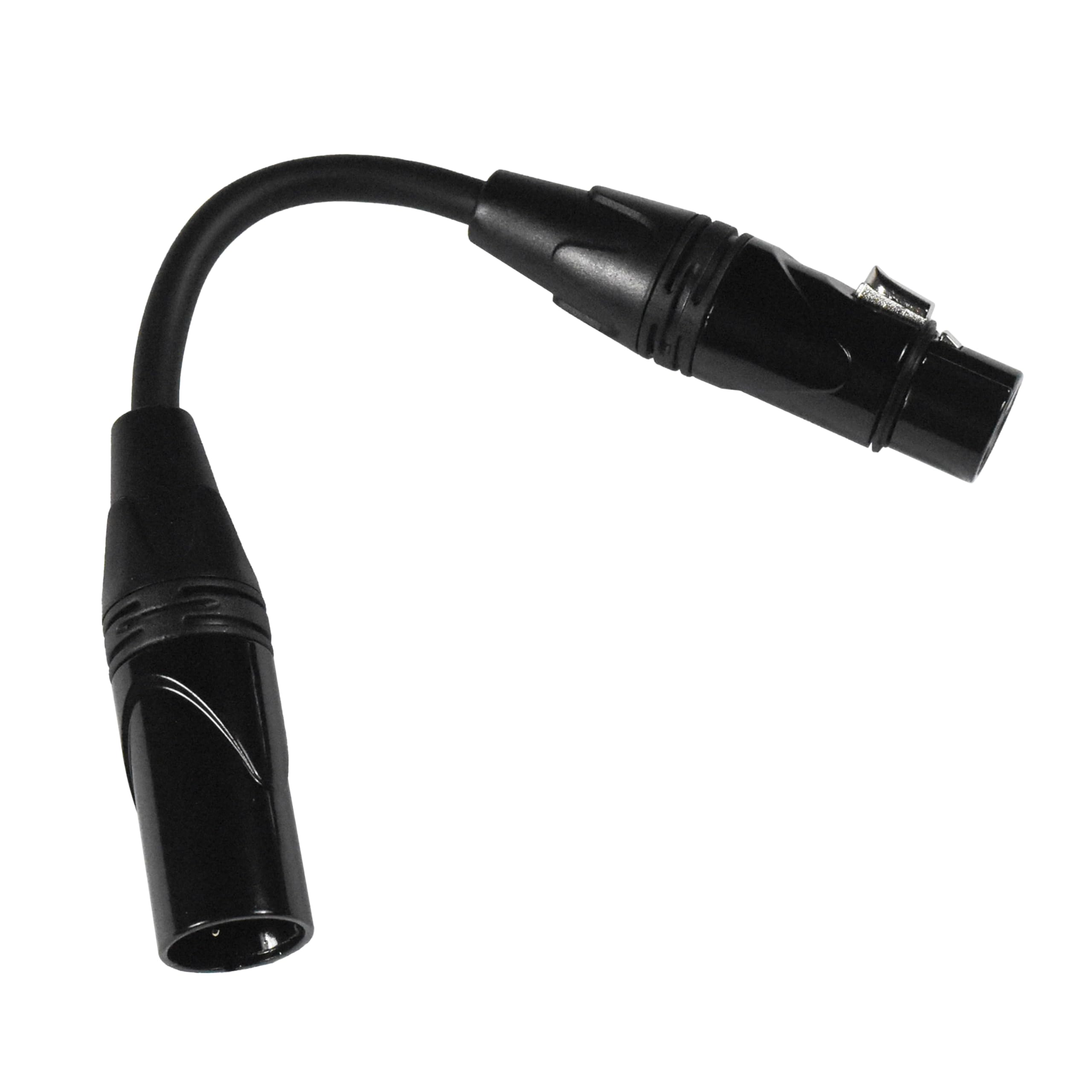 Alt View 4. HQRP - DMX 3-Pin XLR Female to 5-Pin XLR Male Adapter Cable 6 in Stage Lighting Turnaround - Black.