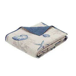 Gracie Mills - Villanueva Coastal Charm Oversized Quilted Throw Blanket - Blue