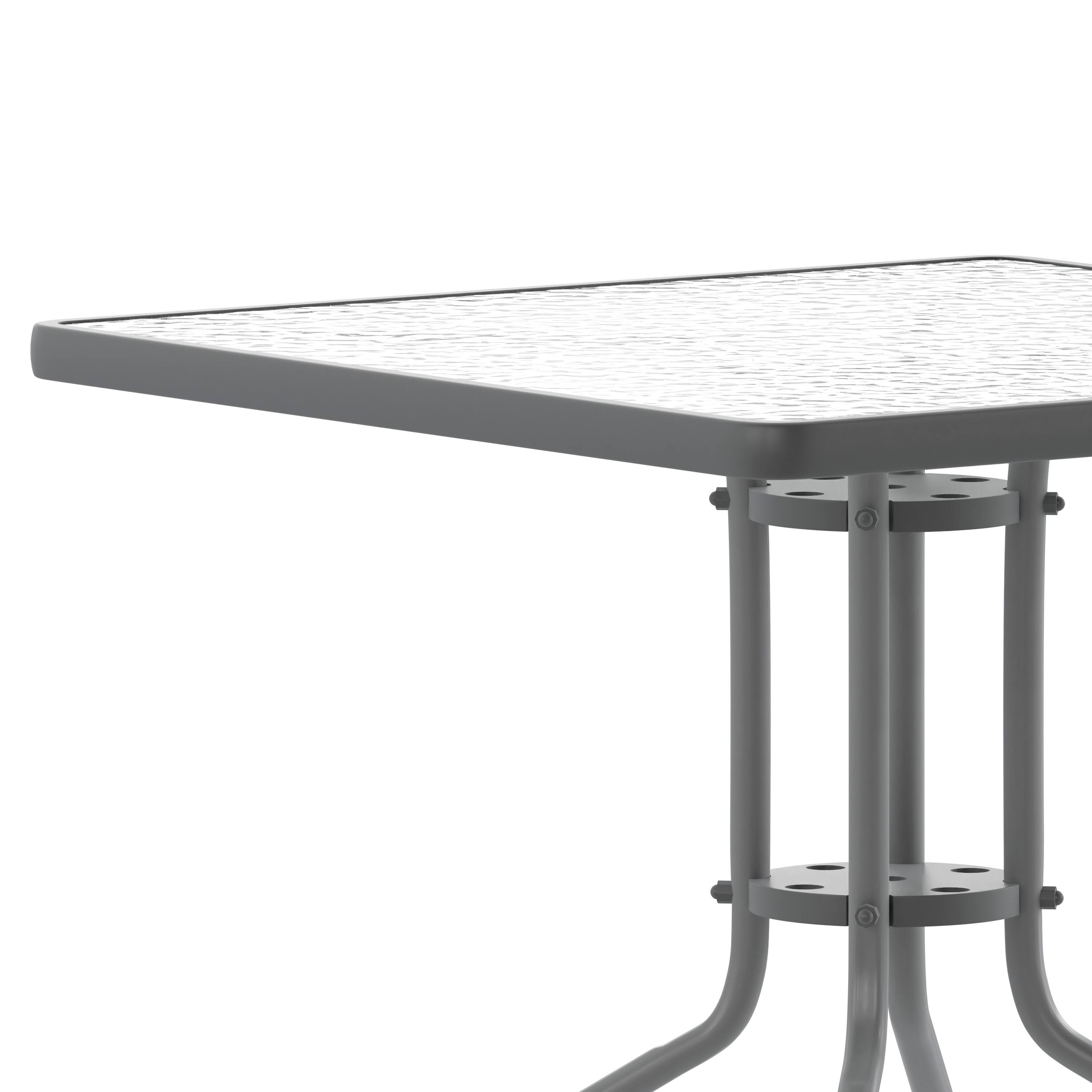 Alt View 10. Emma + Oliver - 31.5" Square Tempered Glass Metal Table with Smooth Ripple Design Top - Clear Top/Silver Frame.