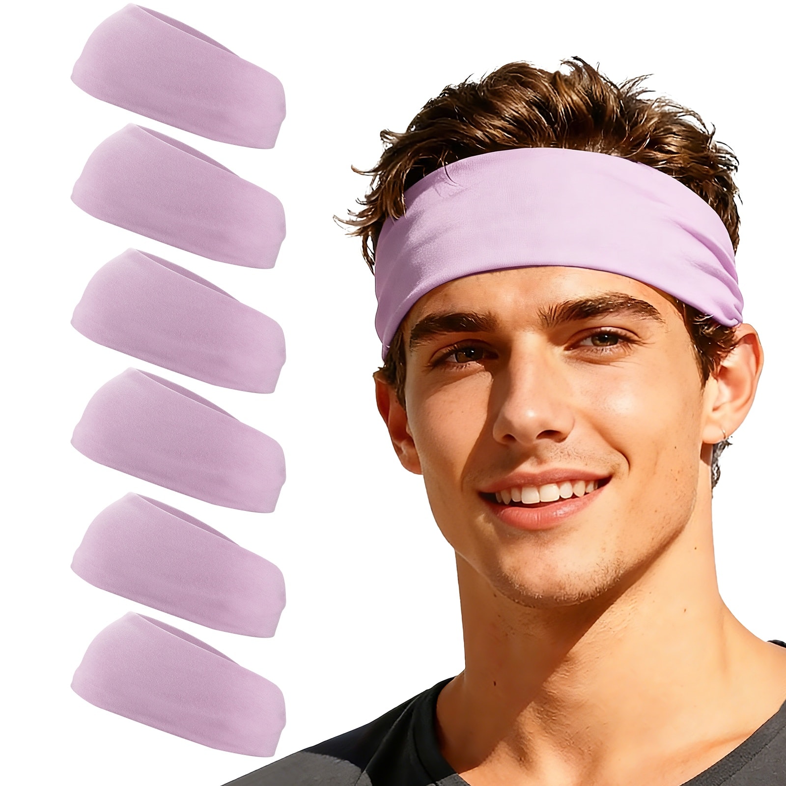 Unique Bargains - Sport Headbands for Men & Women, Stretchy Sweatband Absorbent Headbands, 6pcs - For Yoga/Sports/Running/Fitness/Cycling - Light Purple price history on PriceWatchPro