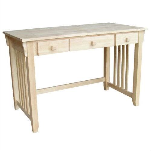 Front. Hivvago - Unfinished Wood Computer Desk with Pull-Out Keyboard Tray and Drawer - white.