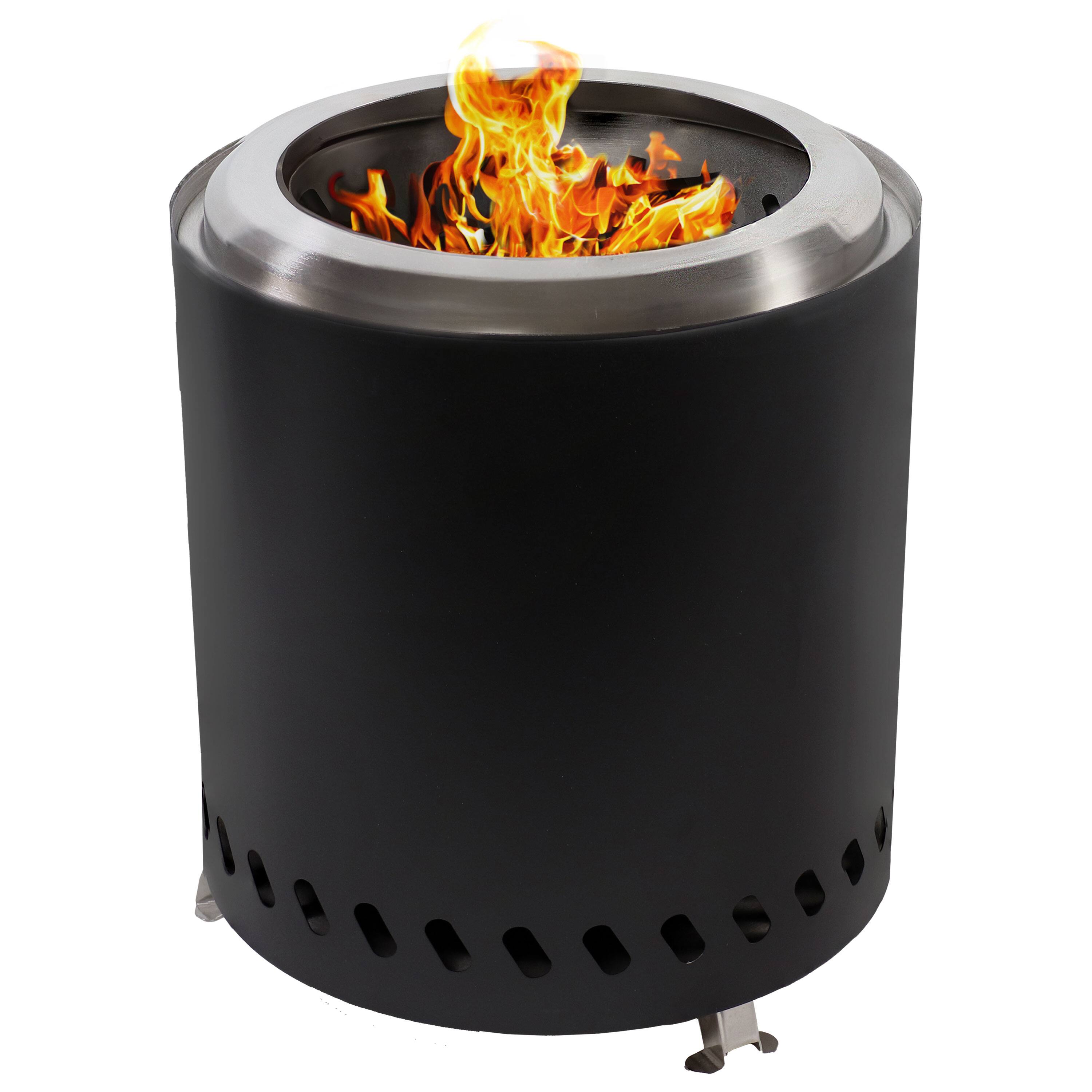Front. Sunnydaze - Tabletop Smokeless Fire Pit with Bag and Poker - 8.5 in - Black.