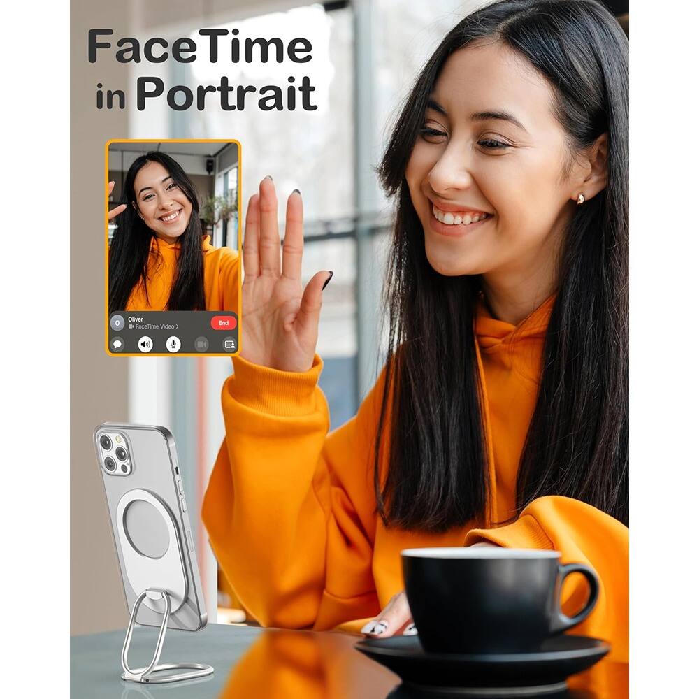 Left. PARKER SLATER - Magnetic Phone Ring Stand Grip for MagSafe iPhone 17–12 (White) - White.