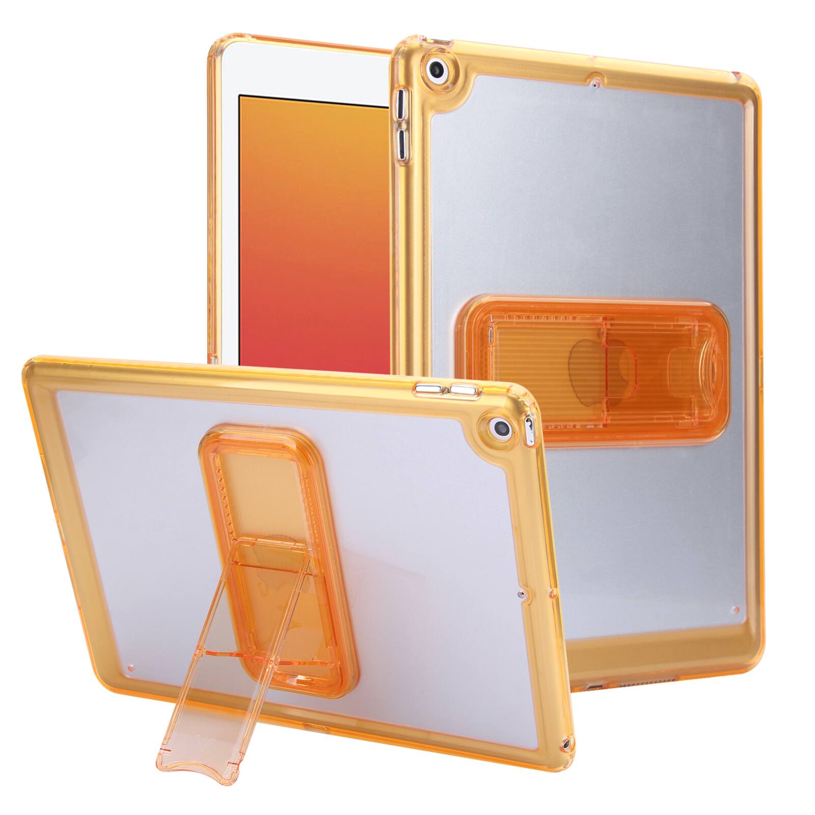 Front. Dteck - Shockproof Matte Case for Apple iPad (6th Generation) 9.7" 2018, Rugged Slim Protective Cover with Folding Kickstand - Orange.