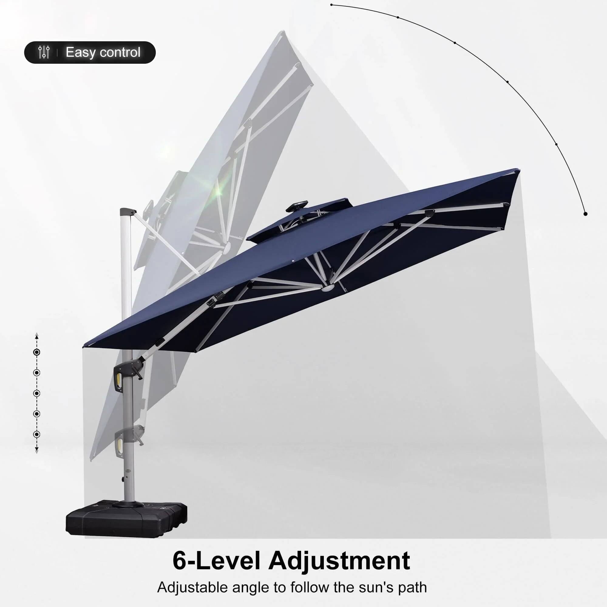 Easy control

6-Level Adjustment  
Adjustable angle to follow the sun's path