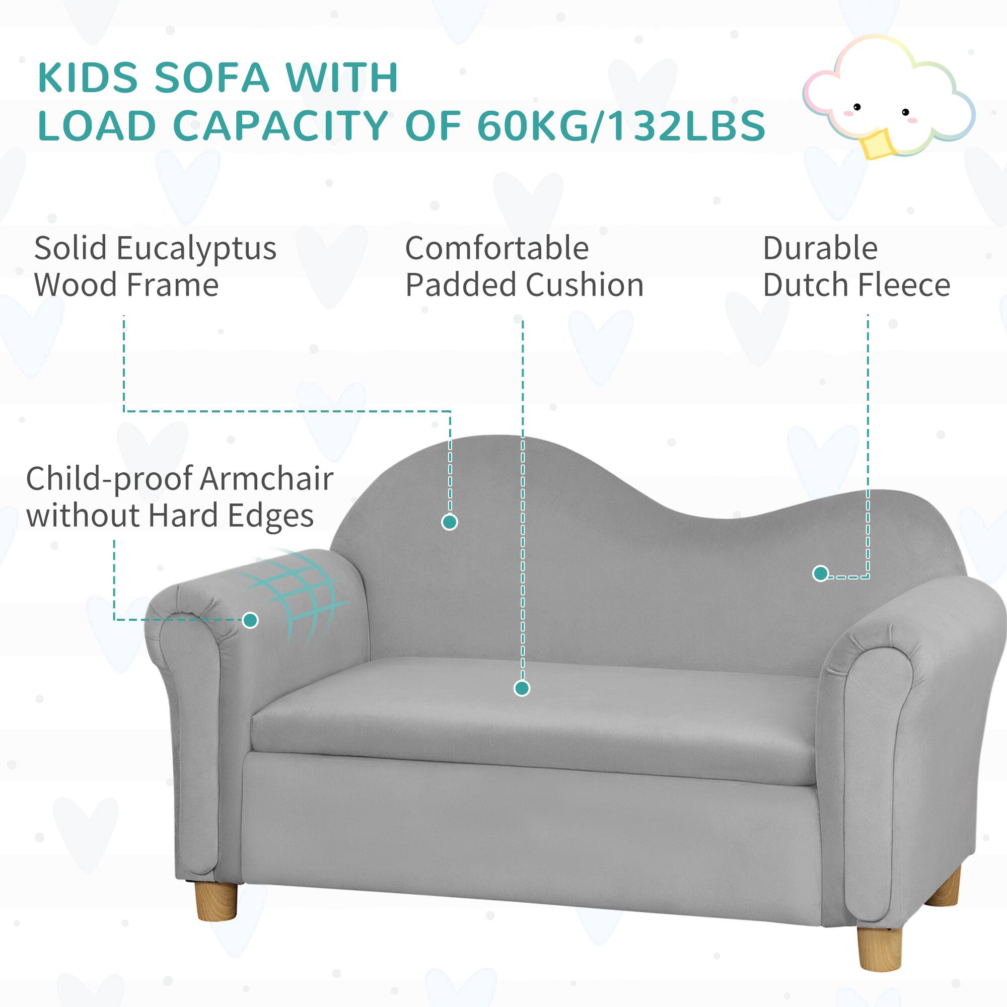KIDS SOFA WITH LOAD CAPACITY OF 60KG/132LBS

- Solid Eucalyptus Wood Frame
- Comfortable Padded Cushion
- Durable Dutch Fleece
- Child-proof Armchair without Hard Edges