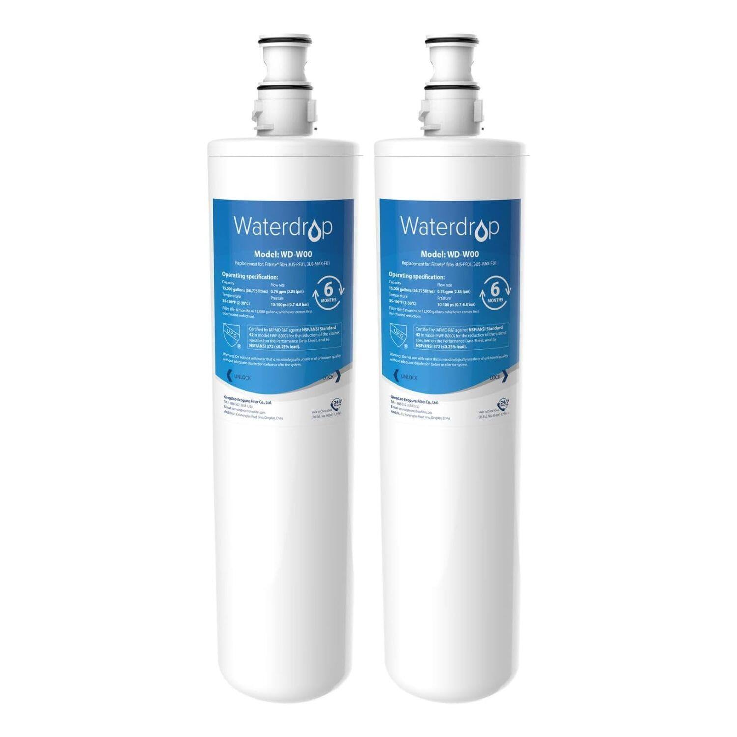 Waterdrop - 3US-MAX-F01 Maximum Under Sink Water Filter, Replacement for Filtrete - White