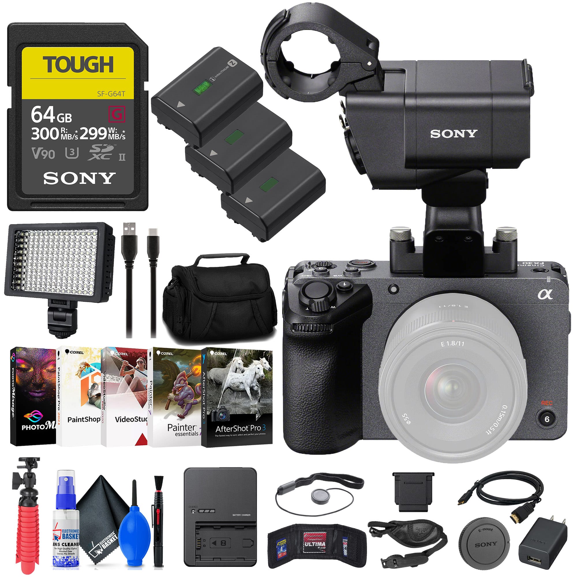 Sony - FX30 Digital Cinema Camera with XLR Handle Unit + 64GB SF-G Tough Card + More