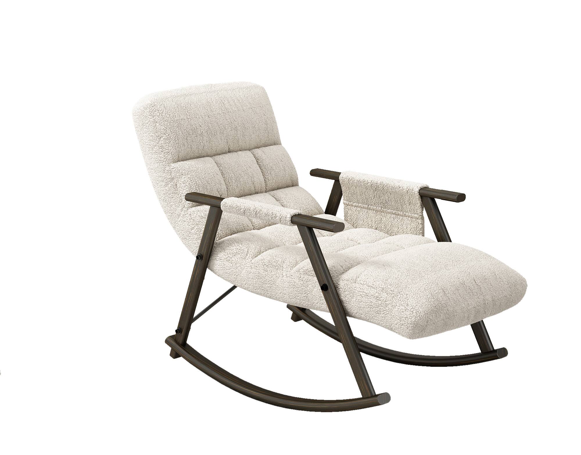 Alt View 4. SlickBlue - Casual Folding Rocking Chair with Adjustable High Back and Footrest - Beige.