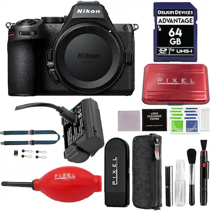 Nikon Z mount
DELKIN DEVICES ADVANTAGE 64 GB SP V30 UHS-I XC I
PIXEL CONNECTION
LENS CLEANING PAPER
Charger
Battery Grip
Lens Cleaning Kit
Lens Cleaning Wipes
Lens Cleaning Brush
Lens Cleaning Spray
Lens Cleaning Cloth
Lens Cleaning Kit Box
Lens Cleaning Kit Bag