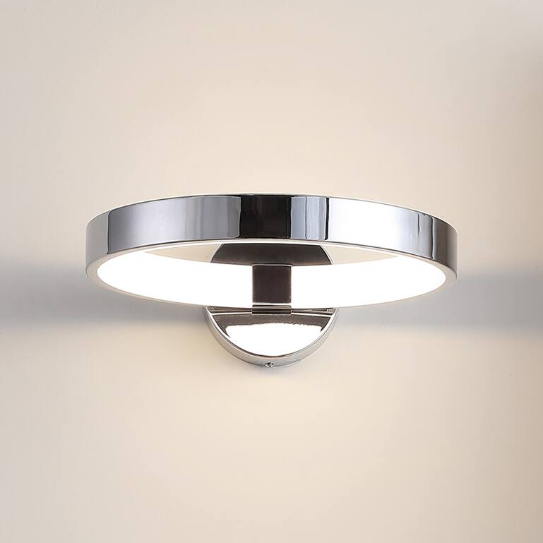 Alt View 7. Jonathan Y - Nathaniel 14" Dimmable Integrated LED Metal Wall Sconce, Chrome - Chrome.