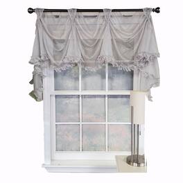 RLF Home - Luxurious Modern Design Classic Sheers Victory Swag 3-Scoop Window Valance 50" x 25" - Silver
