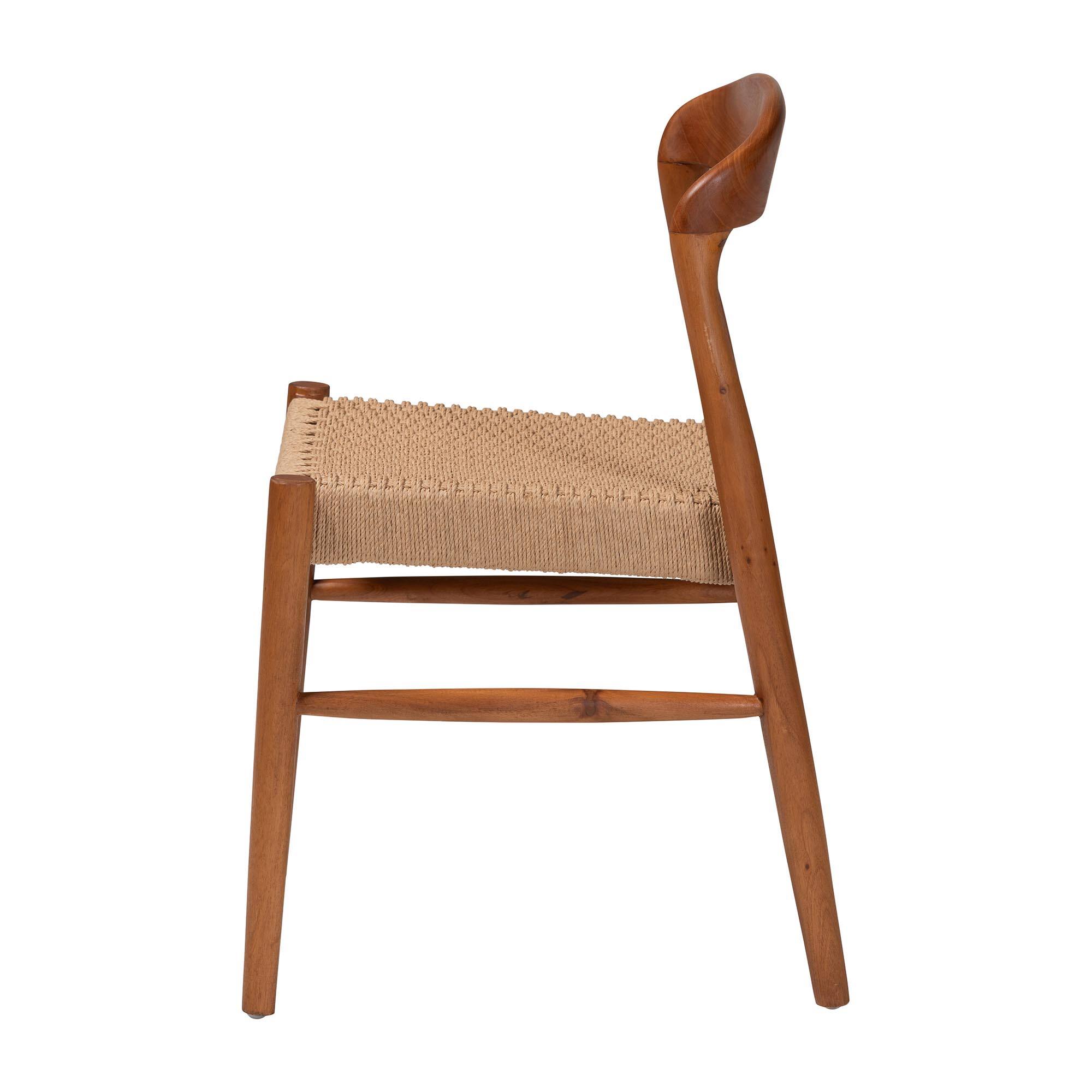 Left. bali & pari - Lorena Paper Loom Woven Dining Chair - Mahogany Wood Frame Accent Chair with Curved Back for Kitchen or Dining Room - Honey/Brown.