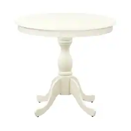 FurniFact - Round Pedestal Dining Table - Linen White