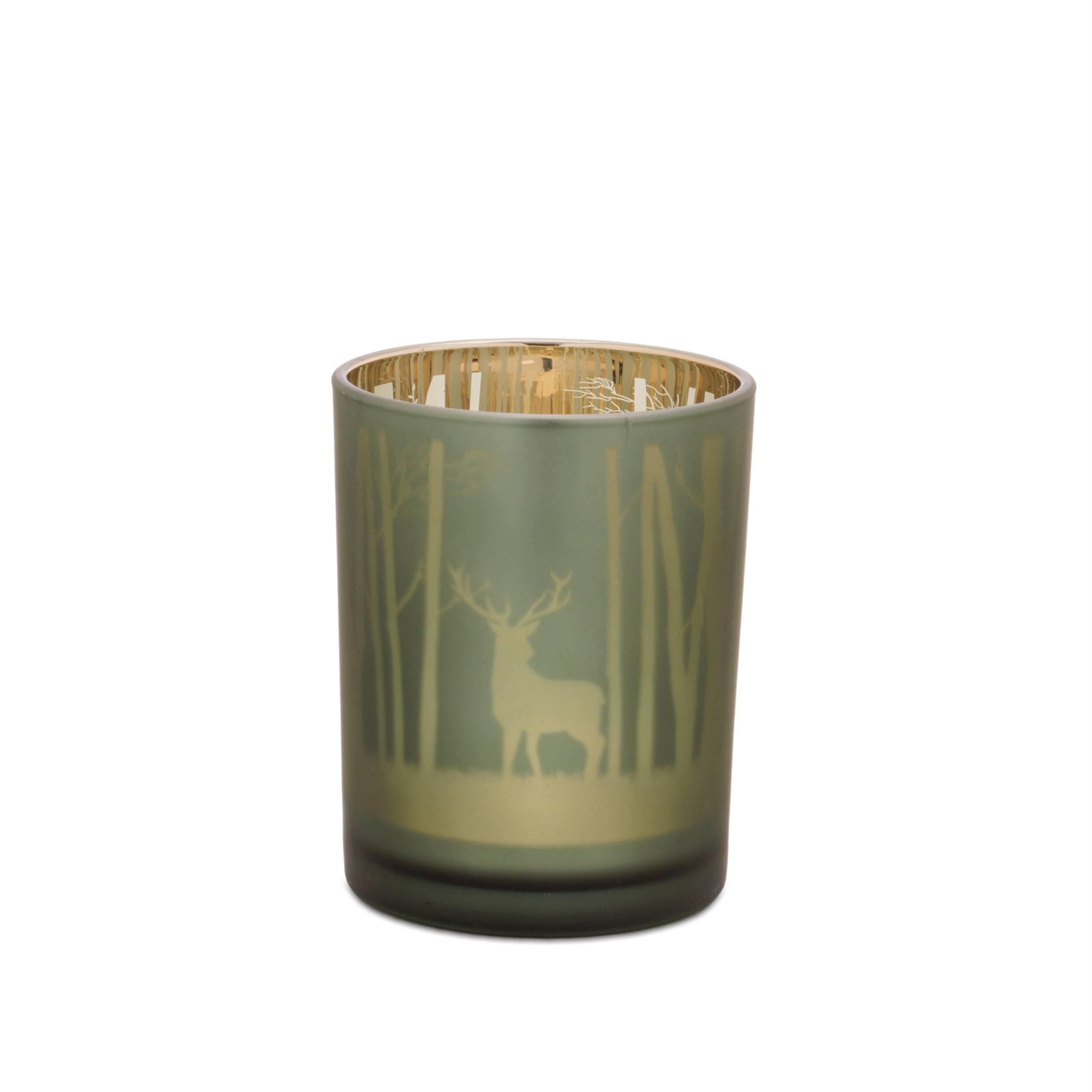 Alt View 1. BreeBe - Mossy Oak Deer Candle Holder (Set of 2) - Green.