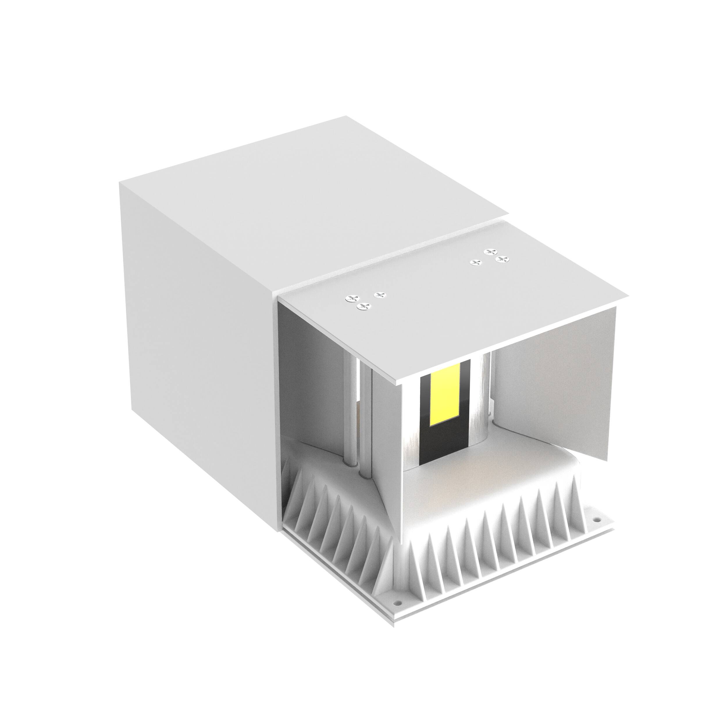 Alt View 1. LEEKI - Modern Cube LED Outdoor Wall Sconce – Adjustable Beam Uplight/Downlight, Waterproof IP65, Energy-Saving Exterior Light - White.