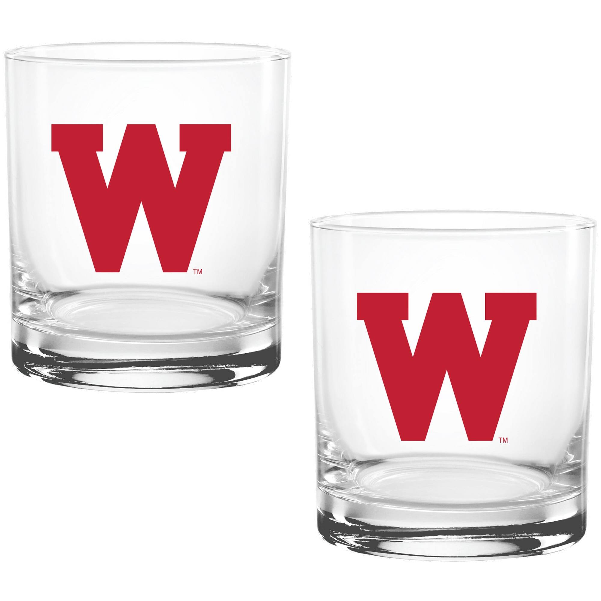 Alt View 1. Indigo Falls - Wisconsin Badgers Two Pack 14oz. Vault Sketch Rocks Glass Set - Multicolor.