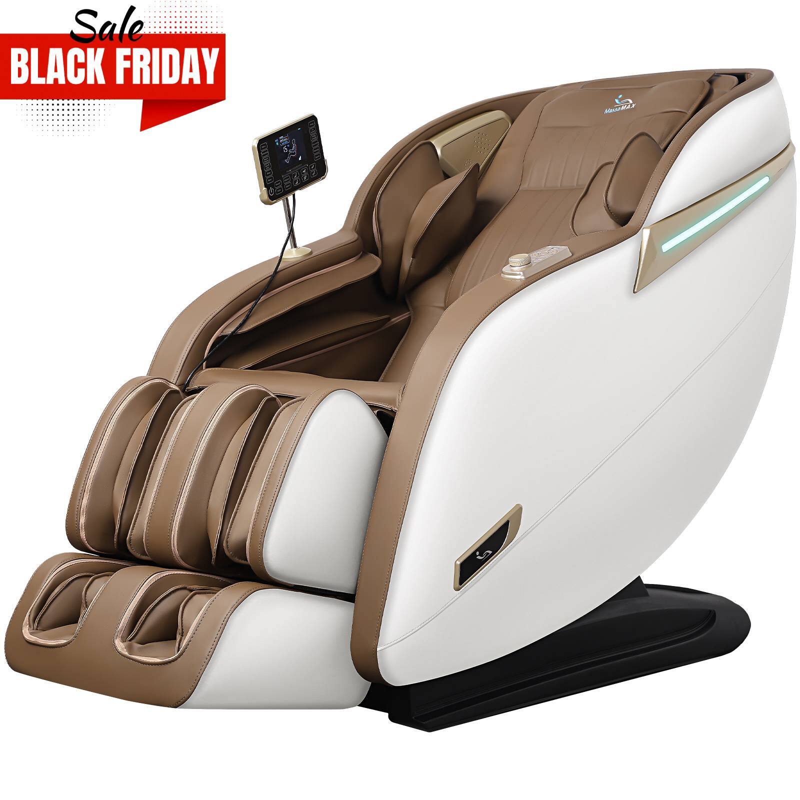 MassaMax - MD906 Massage Chair Full Body Zero Gravity Recliner Shiatsu SL Track,with Heating, Foot & Calf Massage - Beige
