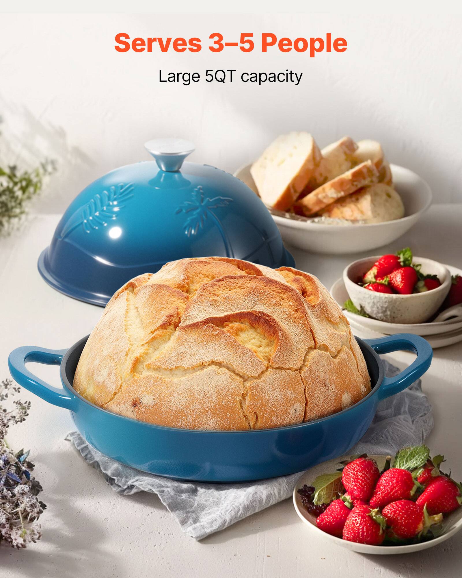 Serves 3-5 People  
Large 5QT capacity