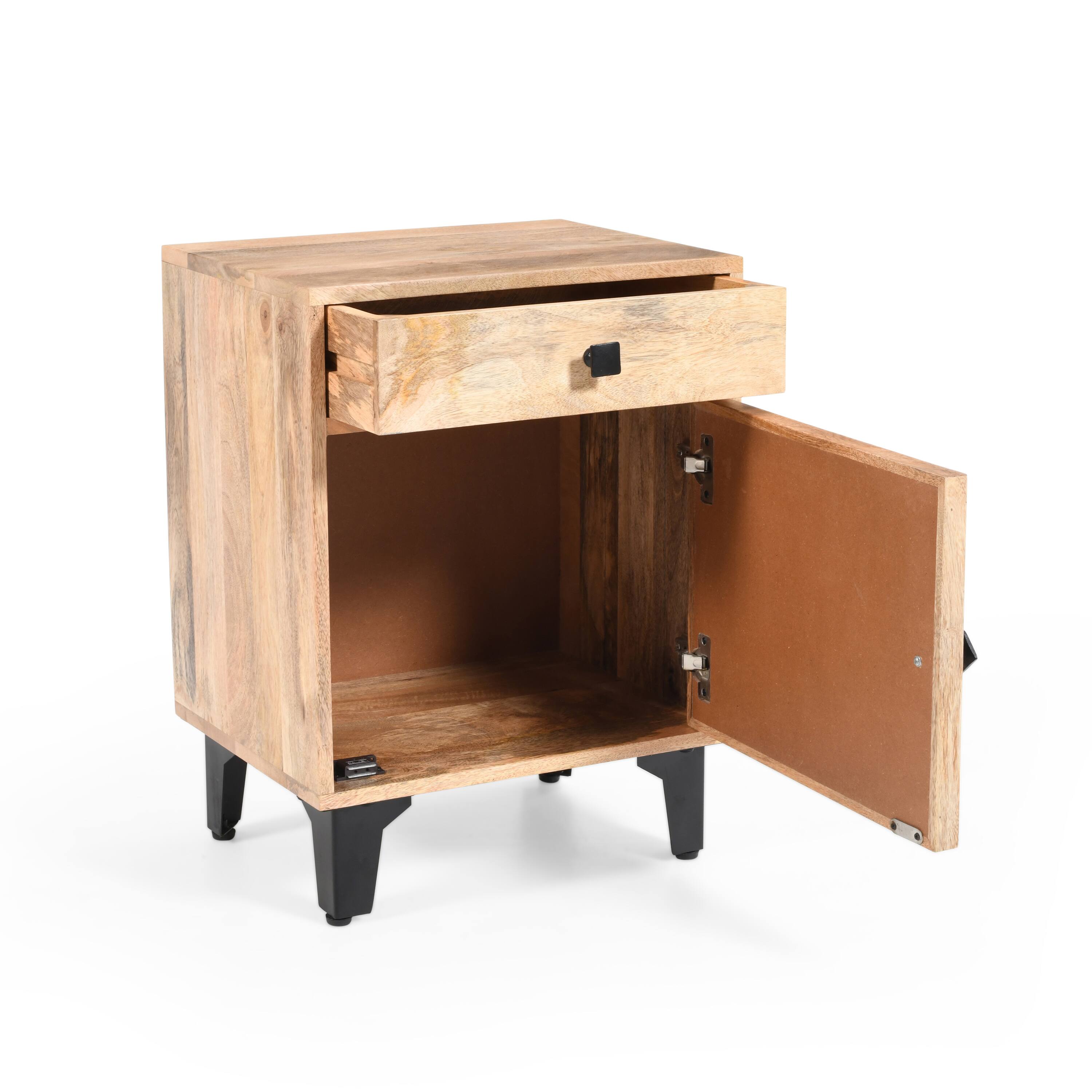 Alt View 7. Spaco - Spaco Compact Modern Nightstand, Solid Wood & MDF, Multi-Use Storage Cabinet, Gliding Drawers for Bedroom - Natural.