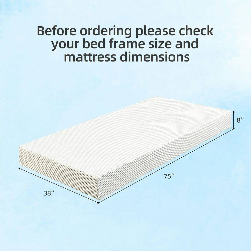 Before ordering please check your bed frame size and mattress dimensions

8" 75" 38"