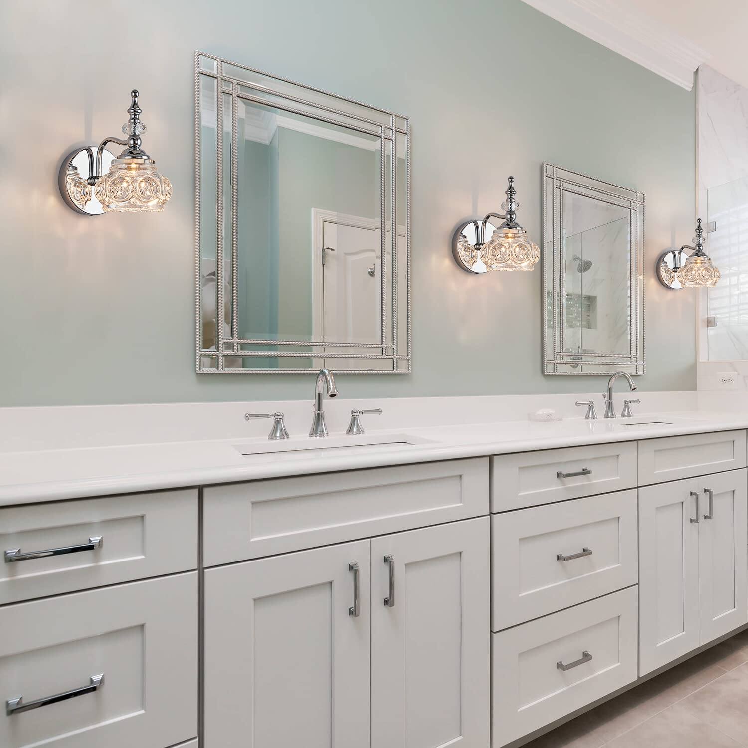 Alt View 2. Earthley Blooms - Chrome Wall Sconces Sets Of Lighting Fixtures Bathroom Sconce Lights For Living Room - Chrome 2 Light.