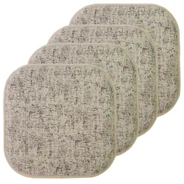 Sweet Home Collection - Broadway Memory Foam No Slip Back 16" x 16" Chair Pad Cushion, 4-Pack - Cream/Chocolate