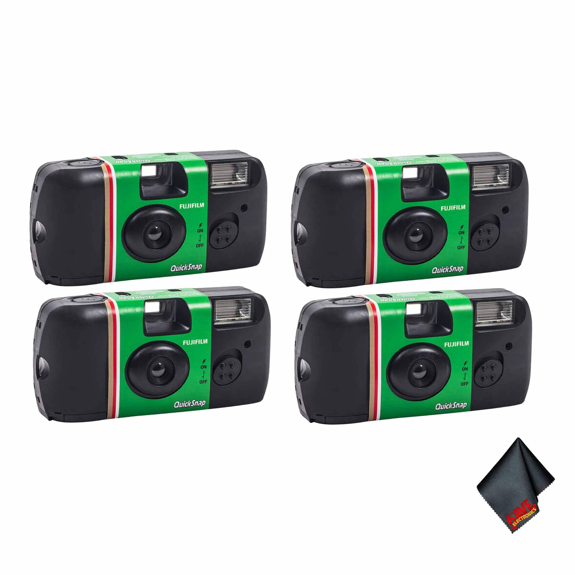 Fujifilm - 4xFUJIFILM QuickSnap Flash 400 Disposable Camera (27 Exposures), Bundle