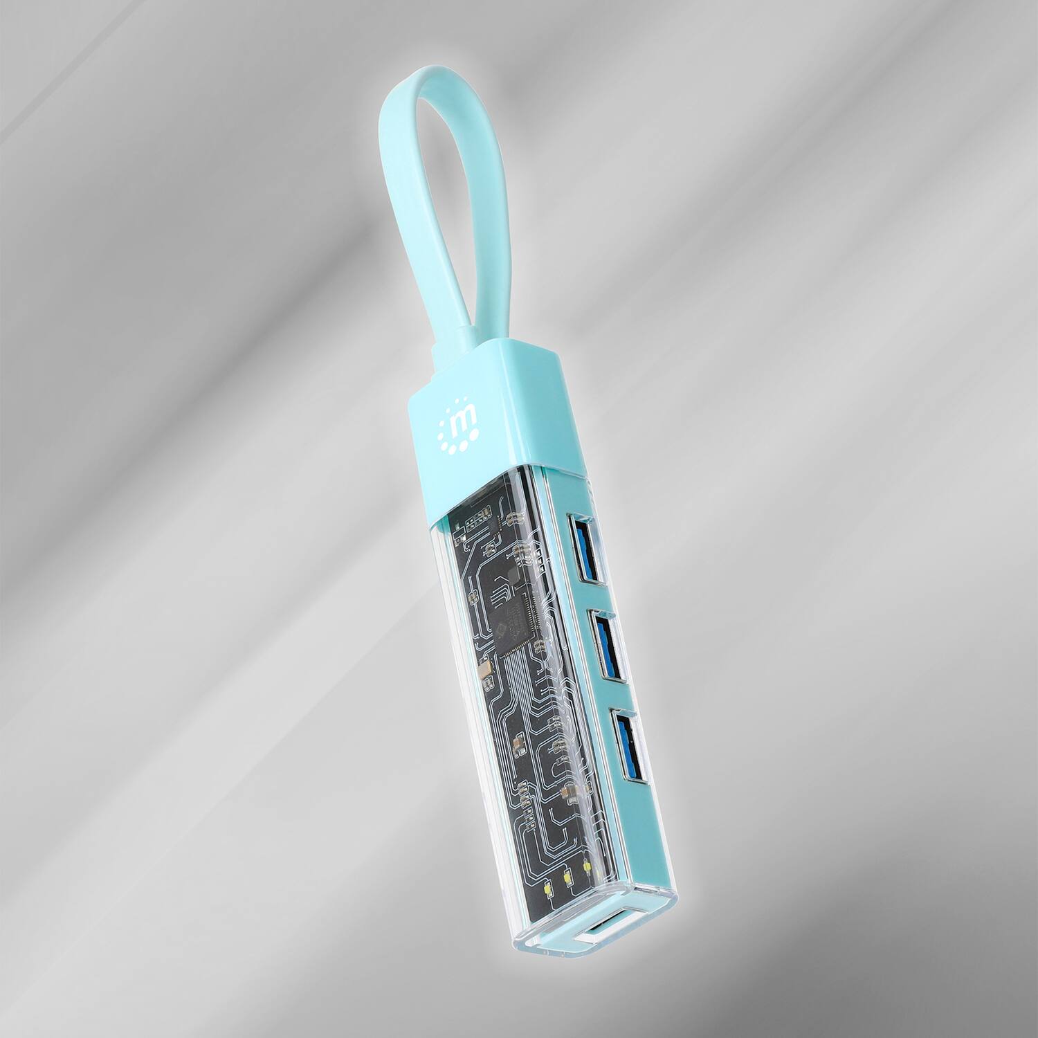 Angle. Manhattan - Transparent 4-Port USB 3.0 USB-C/USB-A Combo Hub.