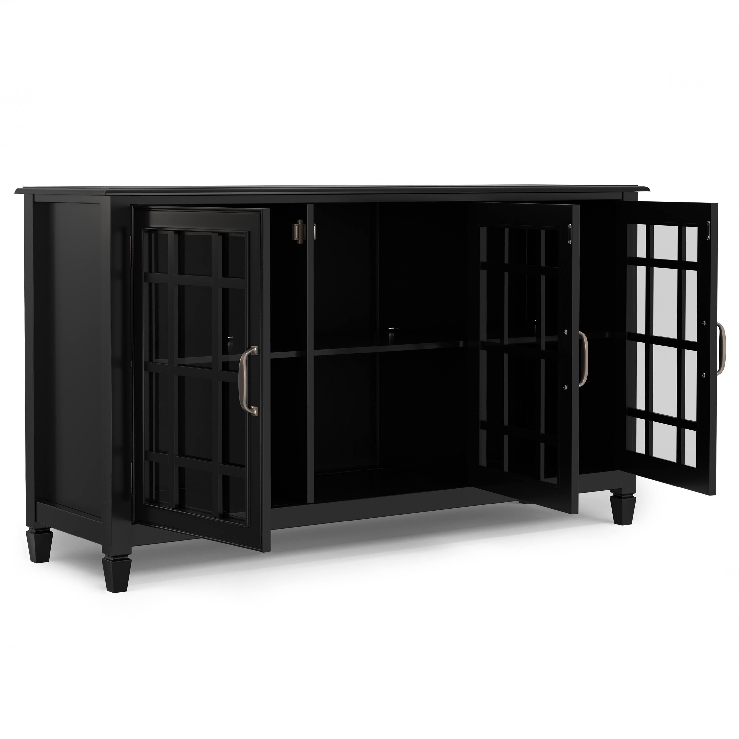 Back. Simpli Home - Connaught SOLID WOOD 60 inch Wide Traditional Wide Storage Cabinet Buffet in Black - Black.