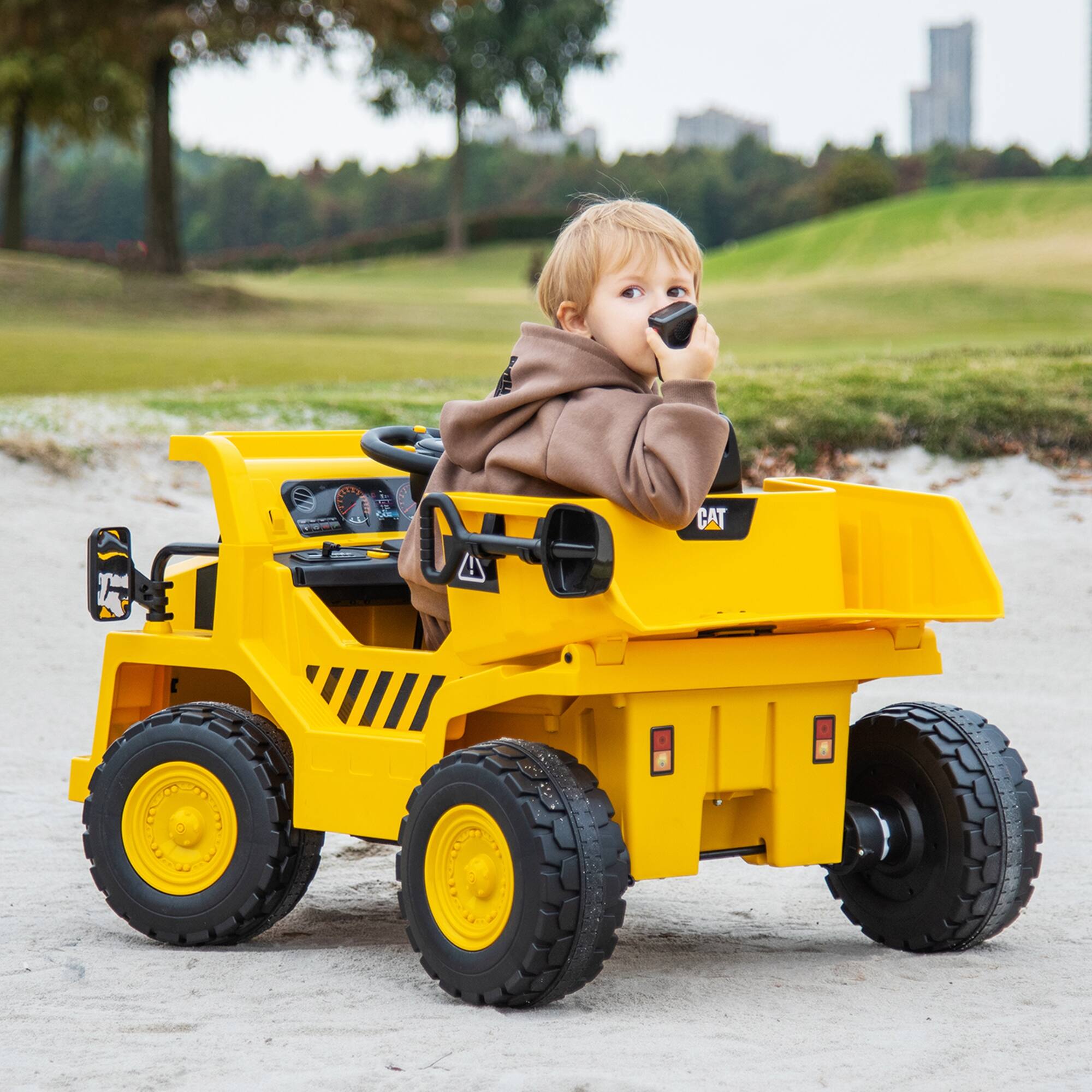 Alt View 1. Costway - Costway Kids Ride on Dump Truck with 2.4G Remote Control Working Megaphone Sand Shovel - Yellow.