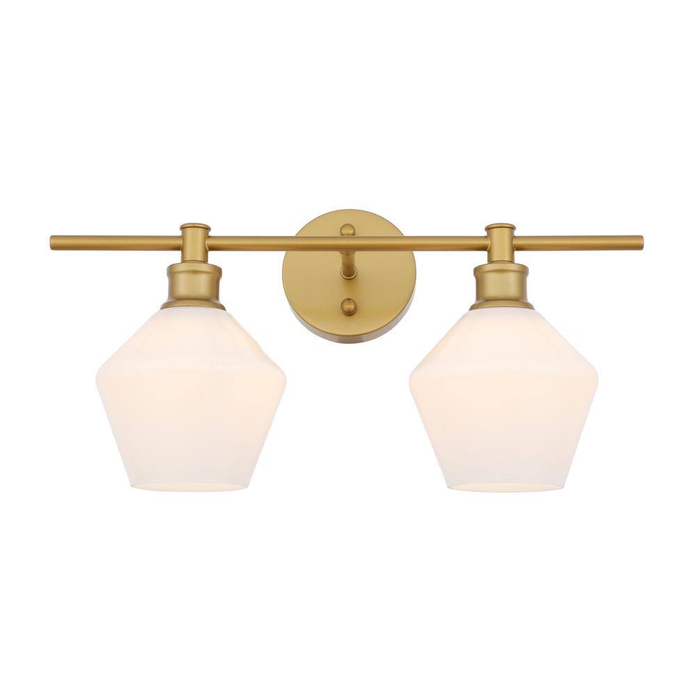 Back. Living District - Gene 2 light Brass and Frosted white glass Wall sconce - Brass And Frosted White Glass.