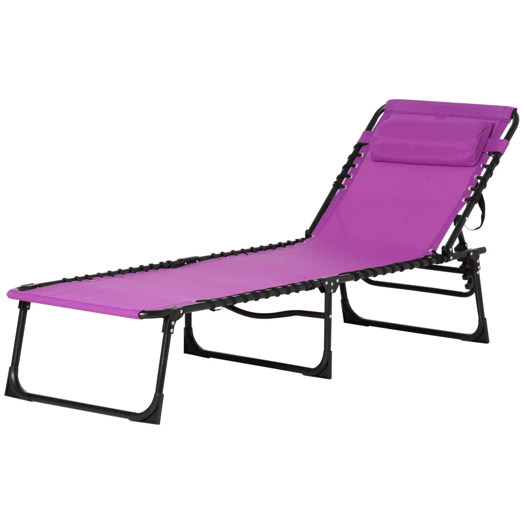 Angle. Resenkos - Resenkos Foldable Chaise Lounge, 4-Position Reclining Back, Trifold Portable design And Breathable Mesh, Purple - Purple.