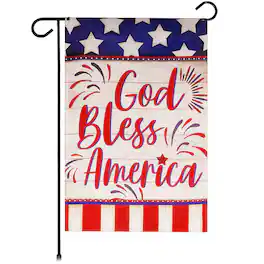 G128 - God Bless America Garden Flag, USA Printed Blockout Polyester, 12 x 18 in - Assorted Colors