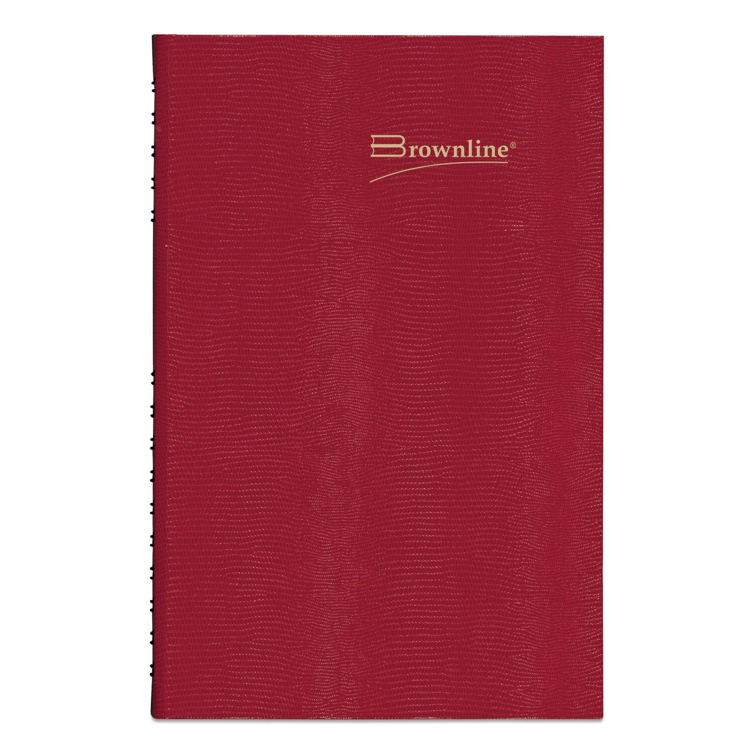 Angle. Brownline - CoilPro Daily Planner 10 x 7.88 Red Cover 12 Month Jan to Dec 2026.