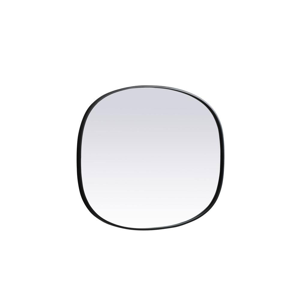 Left. Elegant Decor - Metal Frame Oval Mirror 30x40 Inch in Black - Black.