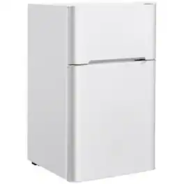 LUCKY ONE - 3.2 cu ft Freestanding Compact Refrigerator with Freezer - Glass Shelves LED Light - White
