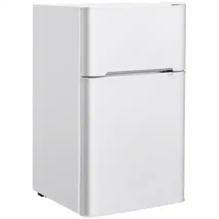 Front. LUCKY ONE - 3.2 cu ft Freestanding Compact Refrigerator with Freezer - Glass Shelves LED Light - White.