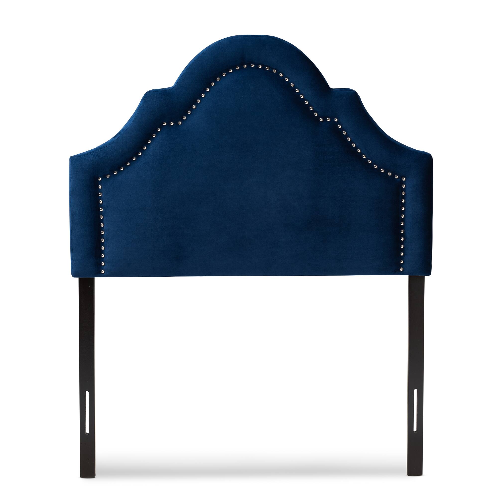 Angle. Baxton Studio - Rita Modern and Contemporary Velvet Fabric Upholstered Twin Size Headboard - Royal Blue.