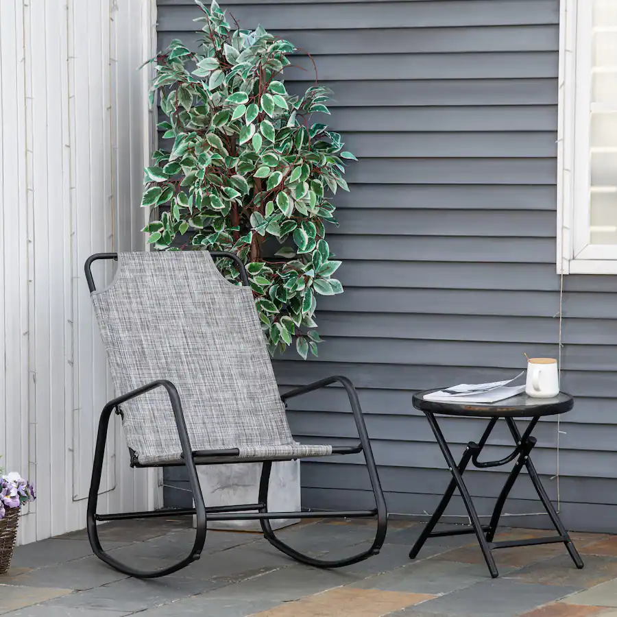 Outsunny Garden Rocking Chair, Outdoor Indoor Sling Fabric Rocker for ...