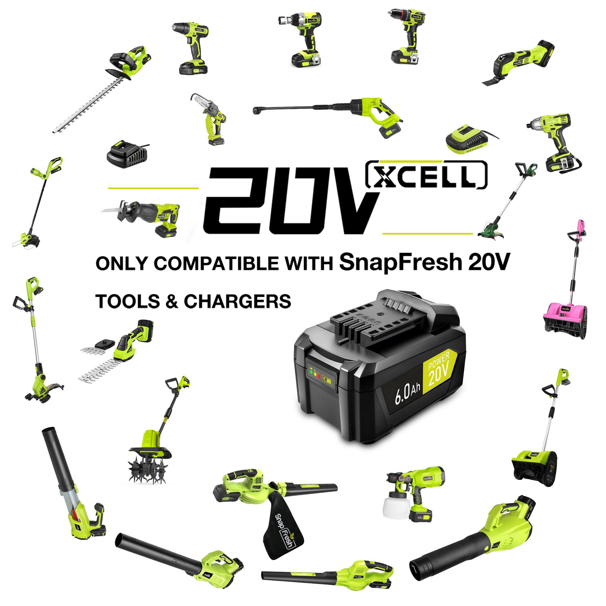(XCELL) 20V ONLY COMPATIBLE WITH SnapFresh 20V TOOLS & CHARGERS  
POWER 20V 6.0Ah