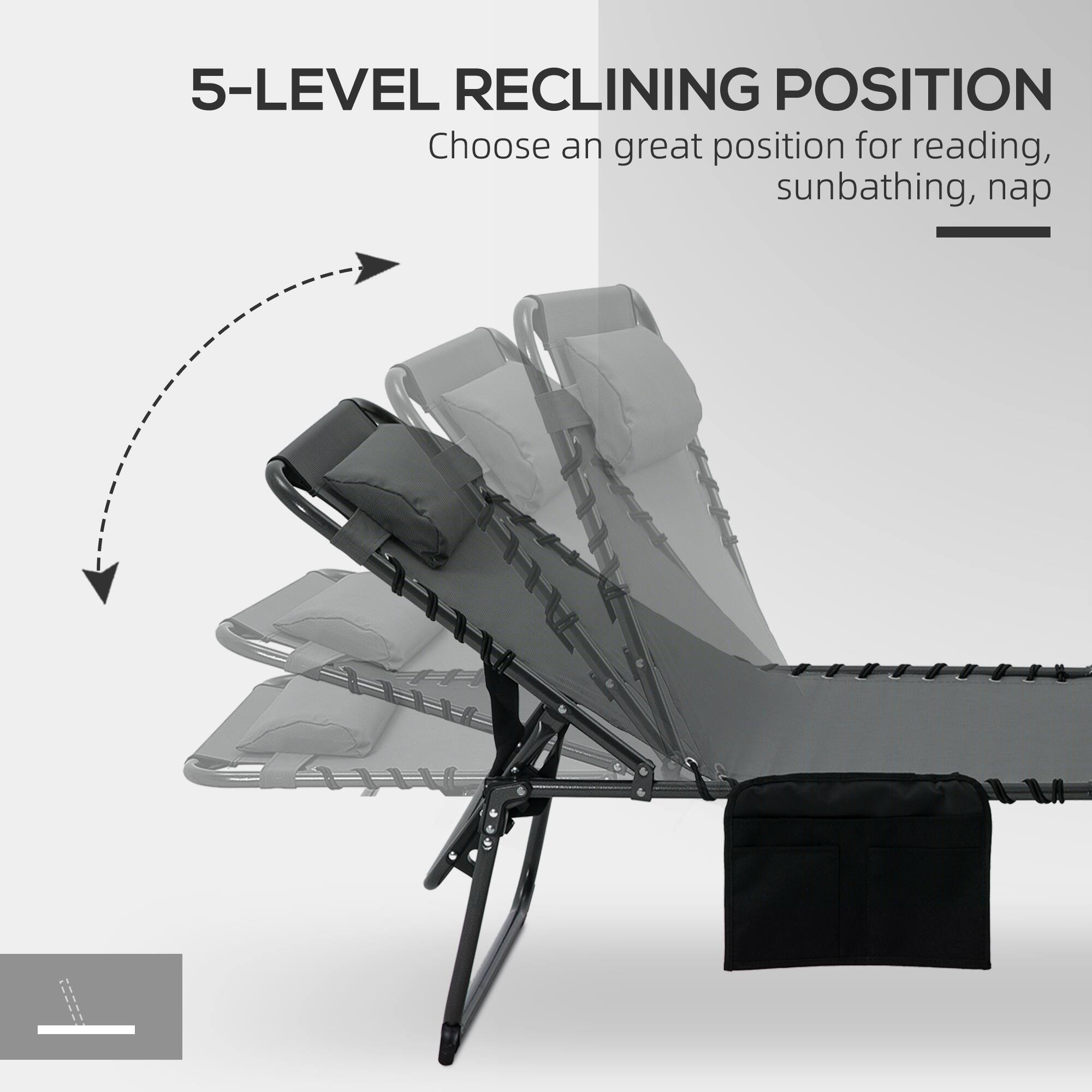 5-LEVEL RECLINING POSITION
Choose an great position for reading, sunbathing, nap