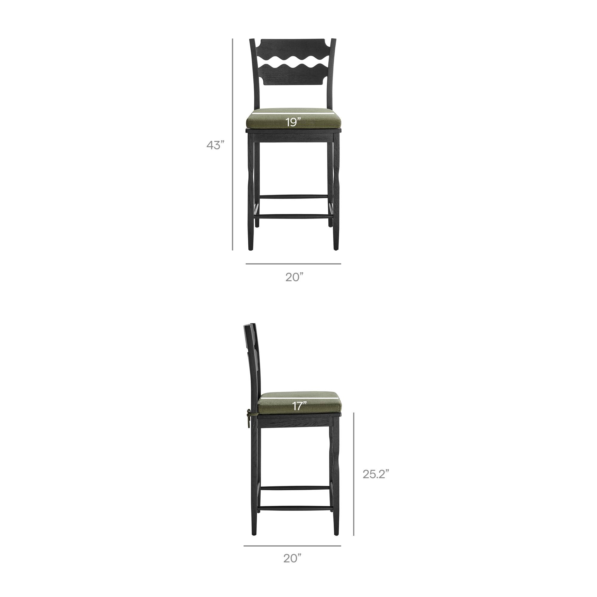19" 43" 20" 17" 25.2" 20"