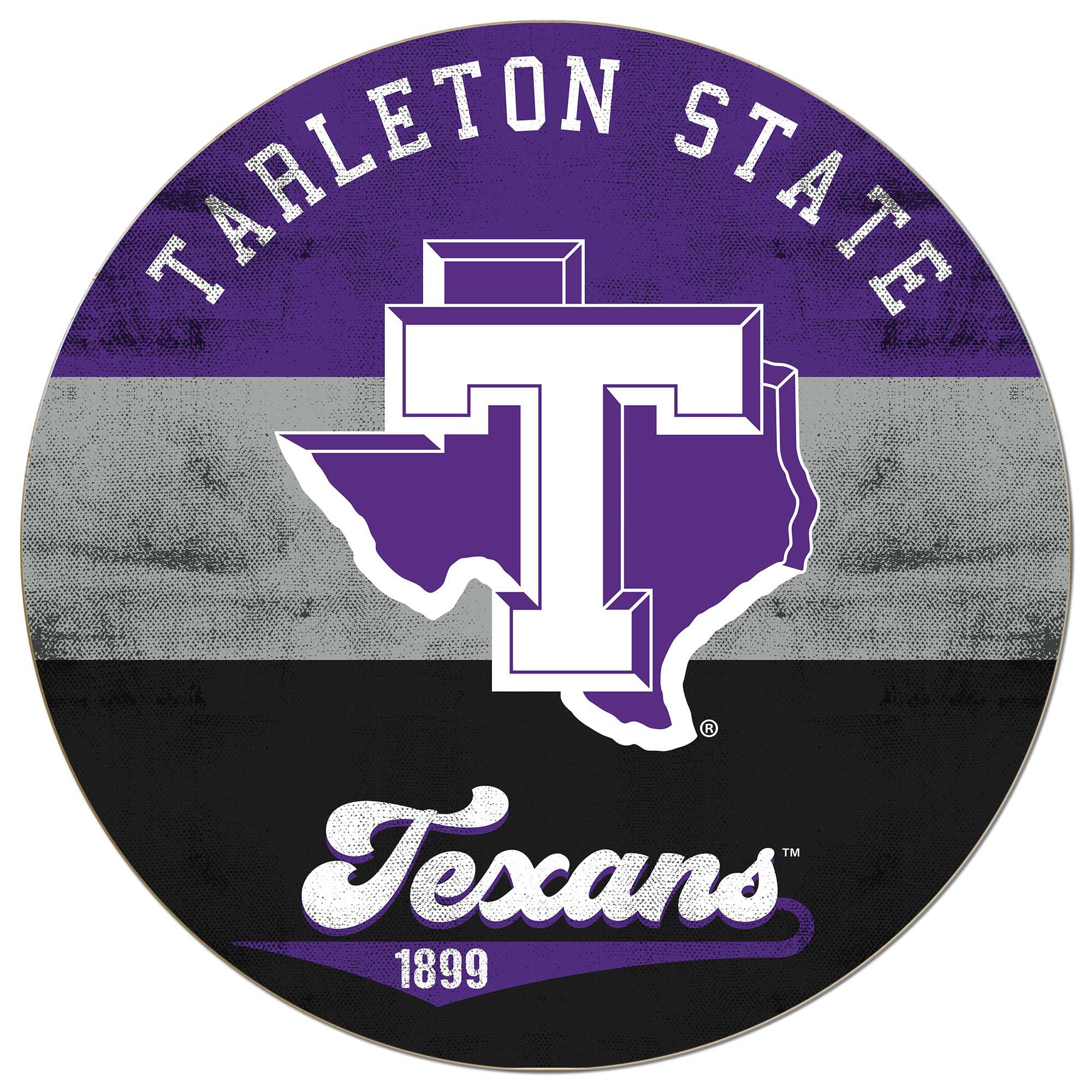 Jardine - Tarleton State Texans 20'' x 20'' Retro Logo Circle Sign - Purple