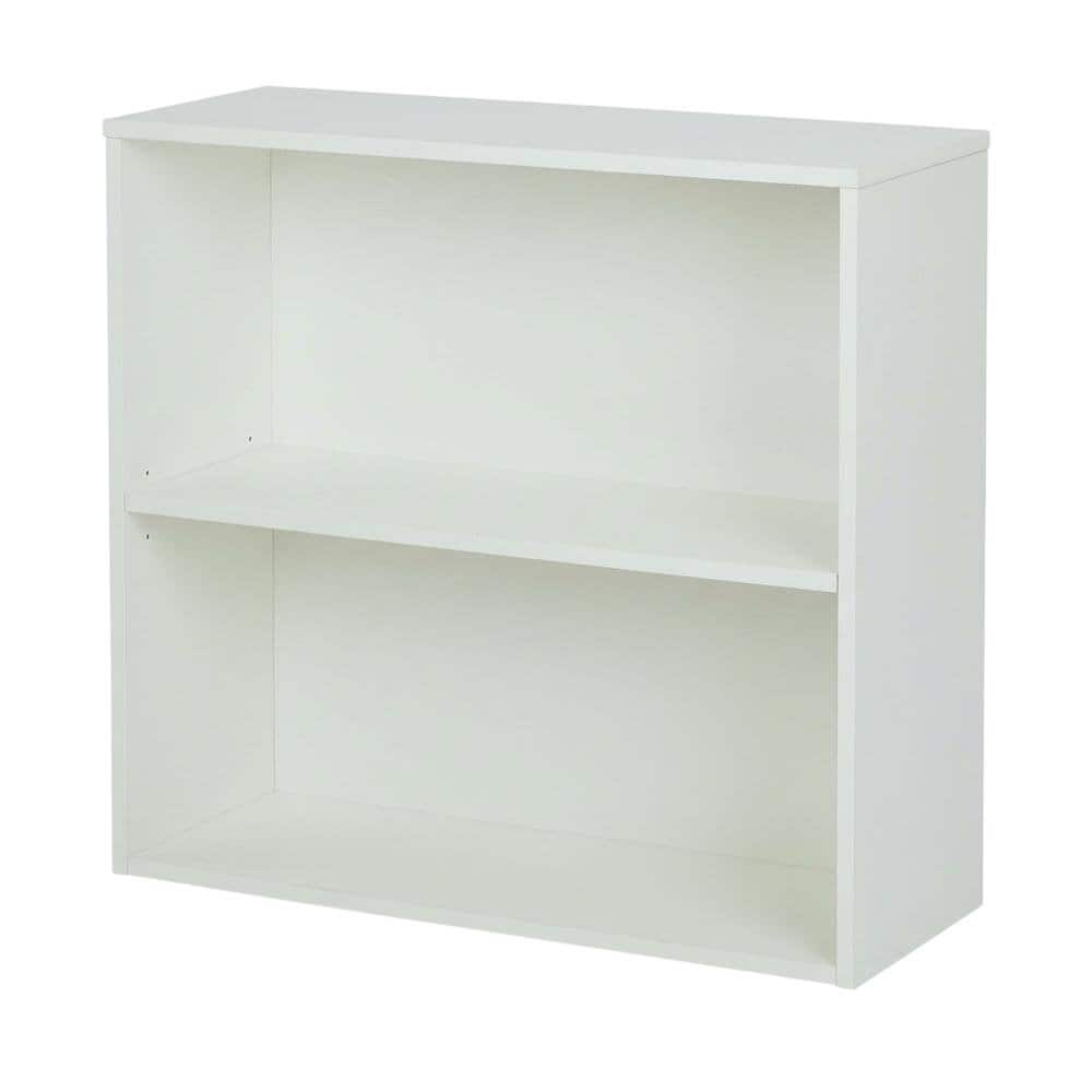 FurniFact - 2-Shelf Bookcase with Laminate and Metal Construction for Home Storage - White
